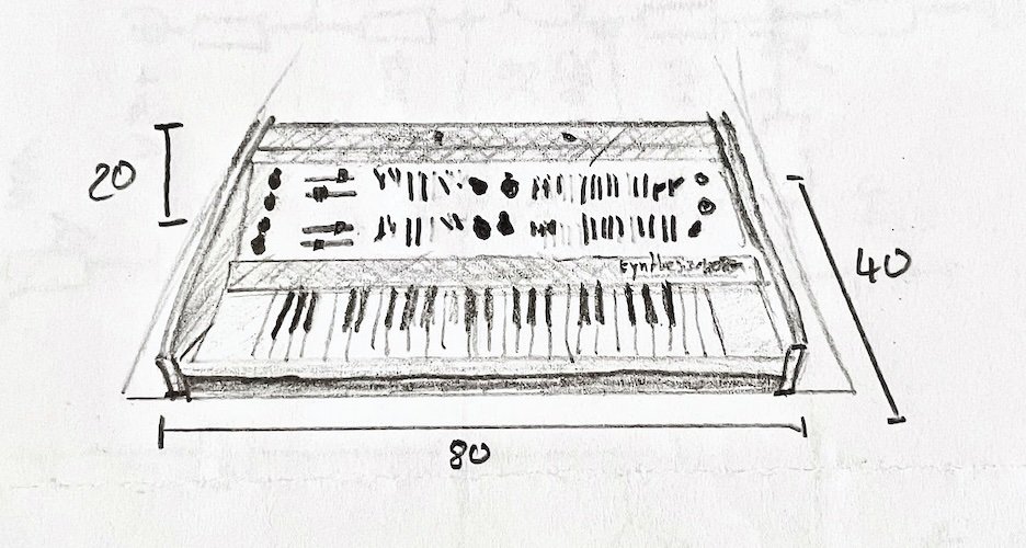 Pencil drawing of the Korg 800 DV Synthesizer